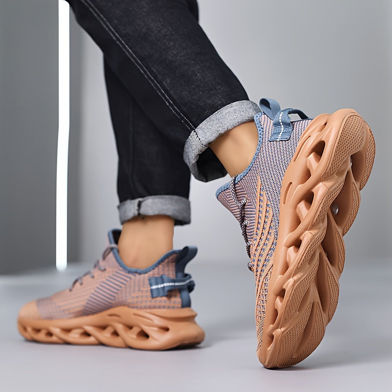 Breathable Knit Sneakers - Summer Height-Boosting Running Shoes | Fashionable & Casual Lace-Up Athletic Footwear for Men and Women | Durable EVA Sole | Perfect for Outdoor Activities | Black, White, Red, Summer Running Shoes|