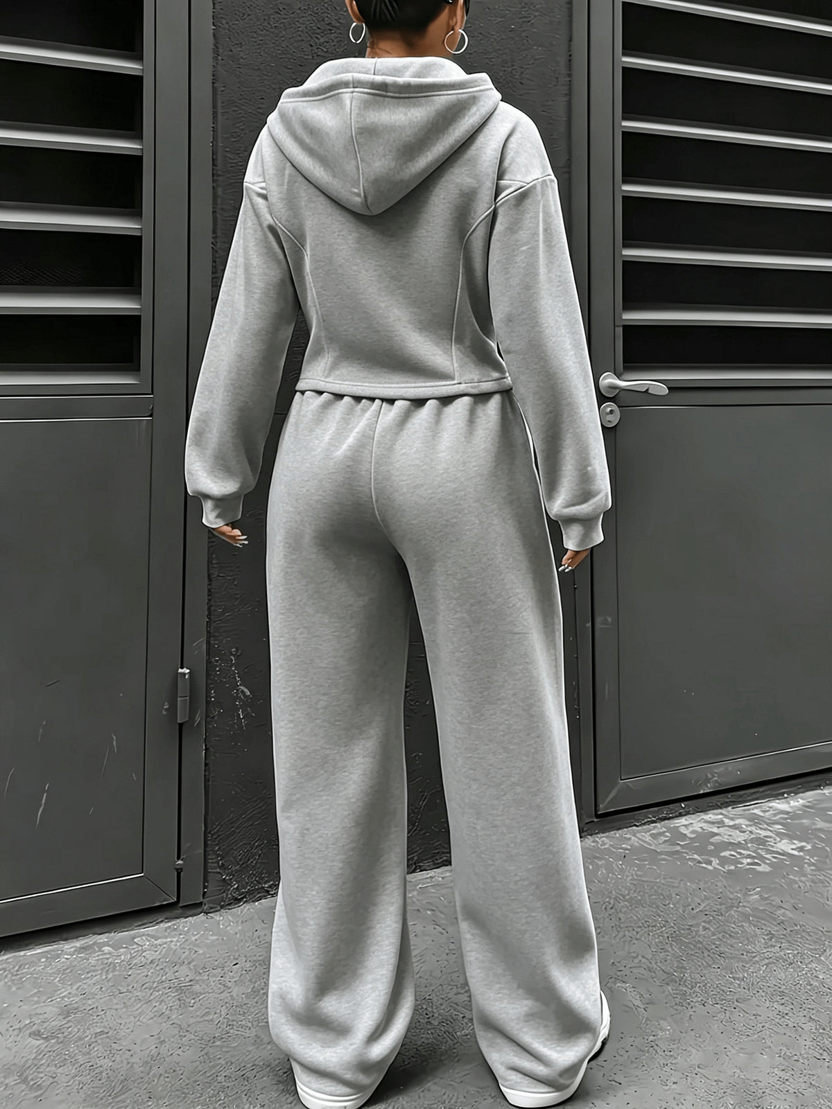Women's Hoodie & Wide-Leg Sweatpants Set for Fall/Winter