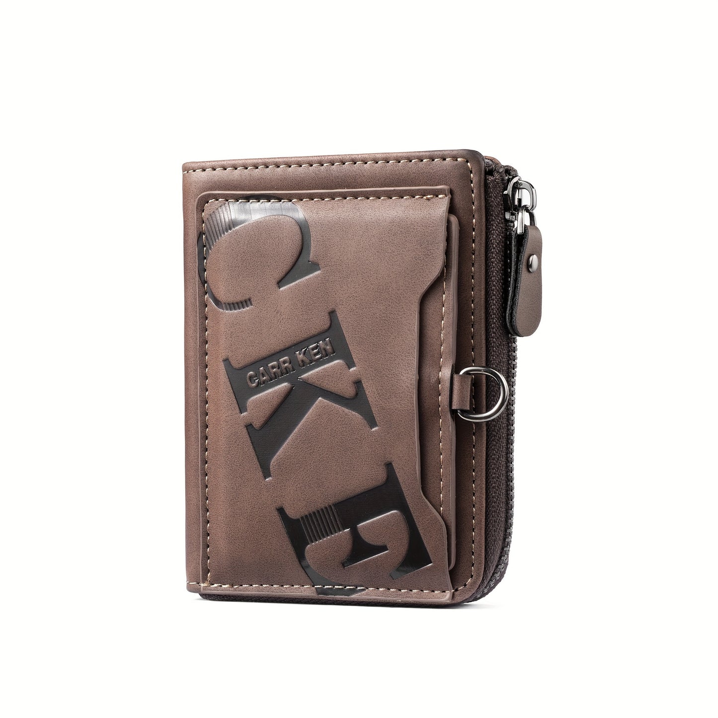 1pc Men's Retro Short Wallet, Multifunctional Fashion Zipper PU Leather Wallet, Ideal Gift For Men