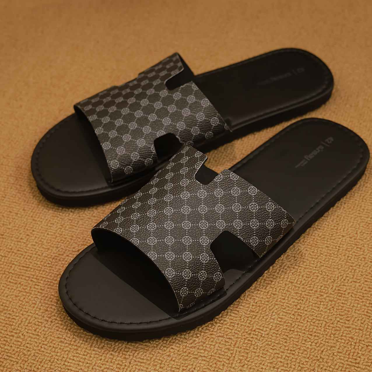 Men's Casual PU Slides, Soft Sole Non-Slip Summer Sandals