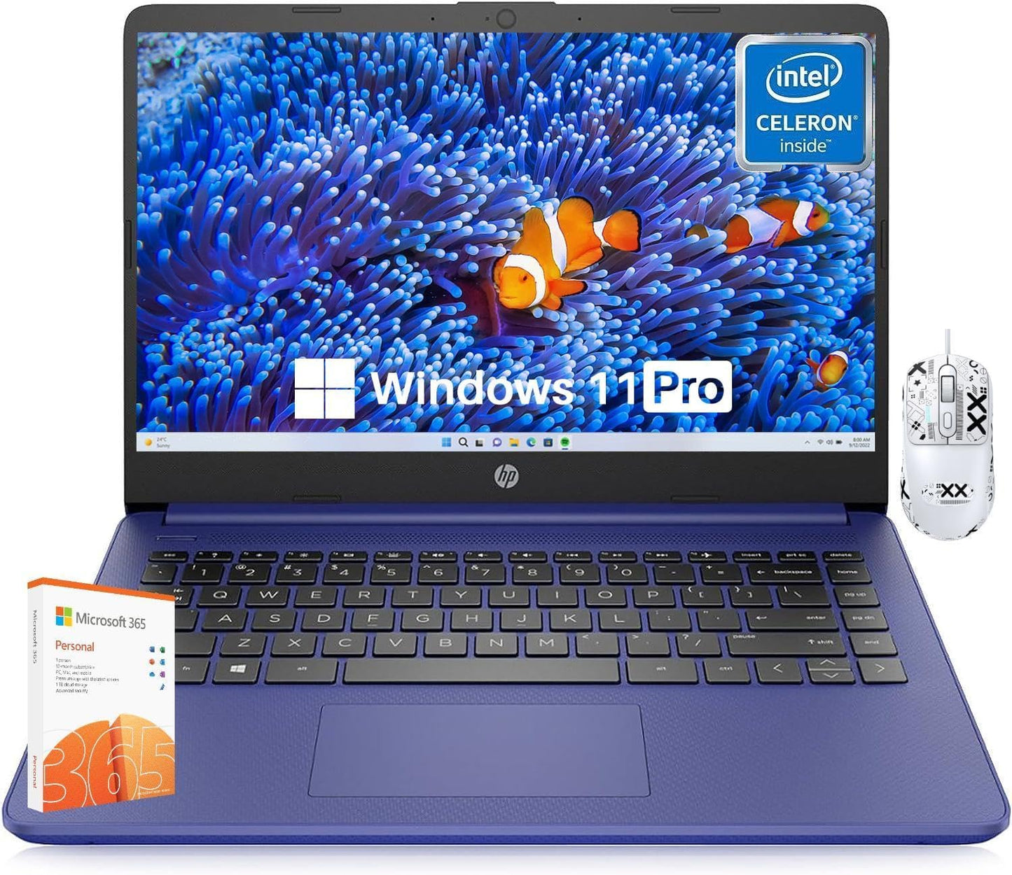 HP 14 Inch Laptop Student Business, with Office Lifetime License & Windows 11 Pro, Intel Dual-Core N4120, 16GB RAM, 384GB Storage(128Gb Emmc+256Gb MSD), Ultra Light, Webcam, Wifi, Accessories