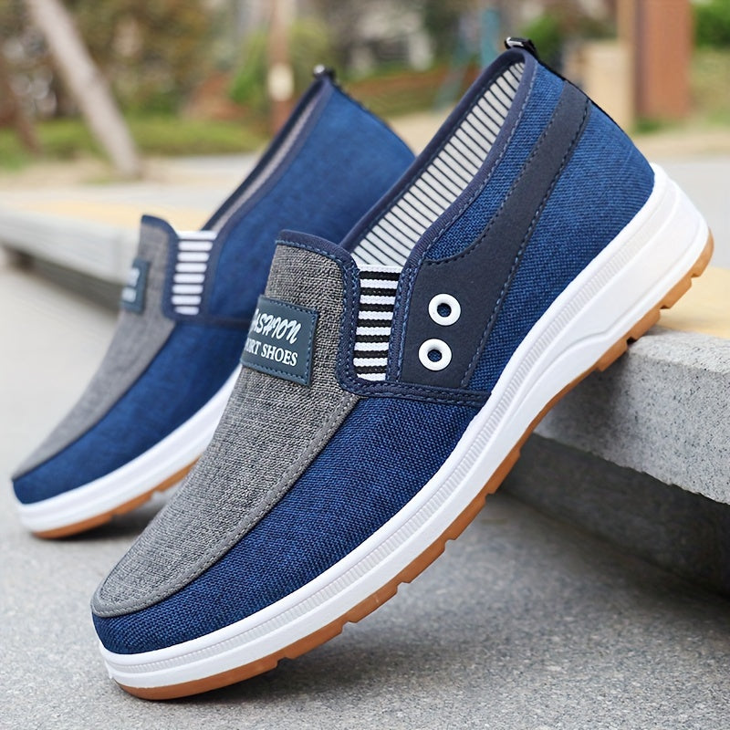 Low Top Men'S Casual Slip-On Fabric Upper Walking Shoes, Breathable, Comfortable, Solid Color, Fabric Insole, Faux Sole, Fabric Inner, with Rubber Sole for All Seasons