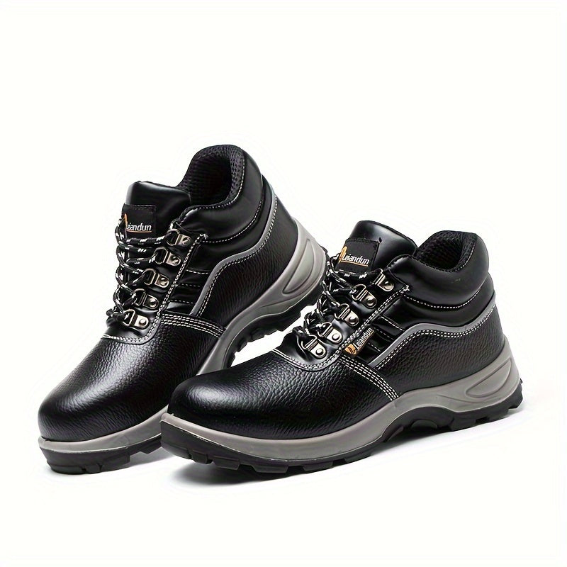 Reinforced Anti-Puncture & Anti-Smashing Safety Work Boots for Men - Heavy-Duty Steel Toe Cap, Anti-Piercing Cushioned Insole, PU Upper & Lining, All-Terrain Traction - Winter/Spring/Fall Construction/Industrial/Construction/