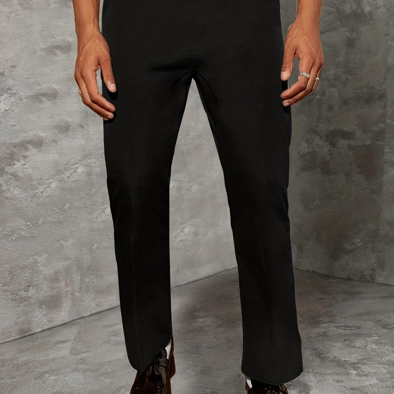 Plus Size Men's Suit Trousers, Classic Solid Pants For Casual Business
