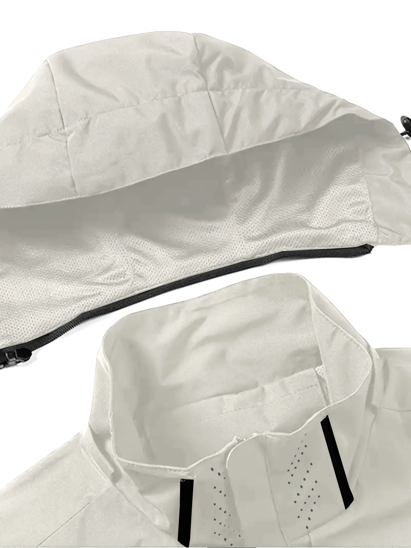 Men's Hooded Casual Windbreaker Jacket - 100% Polyester, Non-Stretch Woven Fabric, Long Sleeve, Regular Length, Alphabet Pattern, Zippered Pockets, Detachable Hood - All-Season Outdoor Lightweight Coat