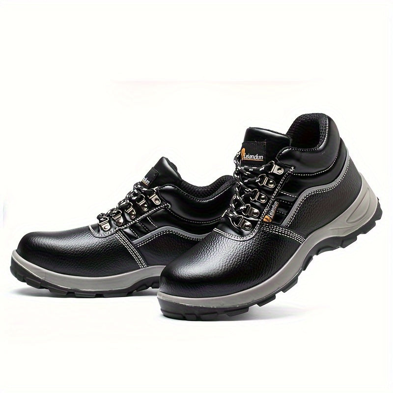 Reinforced Anti-Puncture & Anti-Smashing Safety Work Boots for Men - Heavy-Duty Steel Toe Cap, Anti-Piercing Cushioned Insole, PU Upper & Lining, All-Terrain Traction - Winter/Spring/Fall Construction/Industrial/Construction/