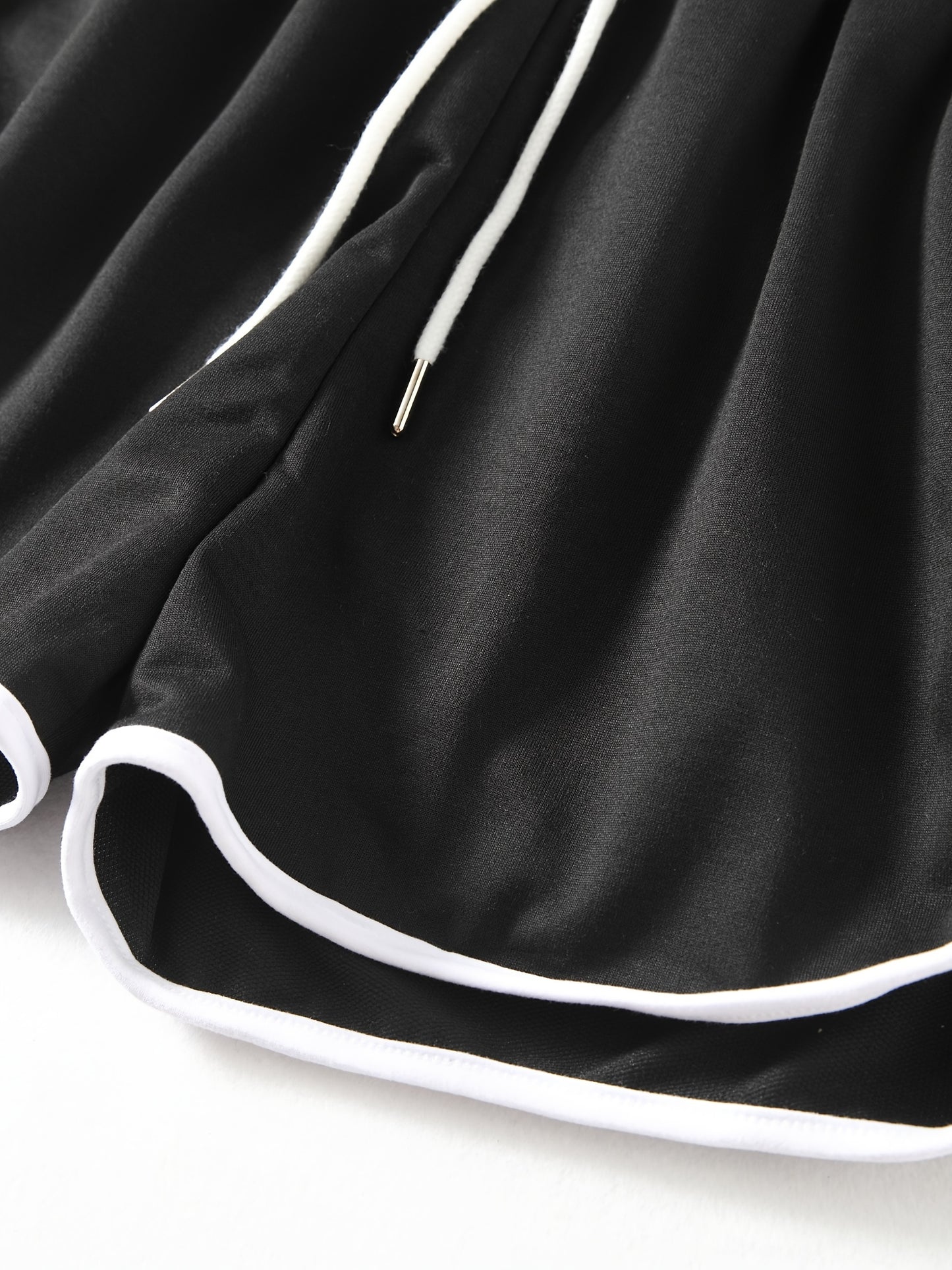 Contrast Binding Casual Sports Shorts, Drawstring Running Loose Shorts, Women's Activewear