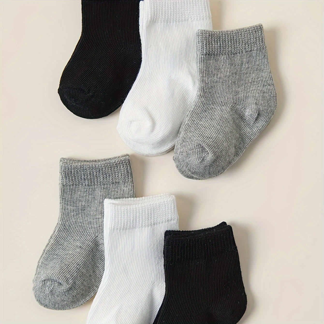 6pcs Soft Cotton Blend Youngsters Socks - Breathable, Non-Slip, All-Season Crew Socks for Youngsters & Youngsters, Black/White/Gray, Pack, Cotton Blend