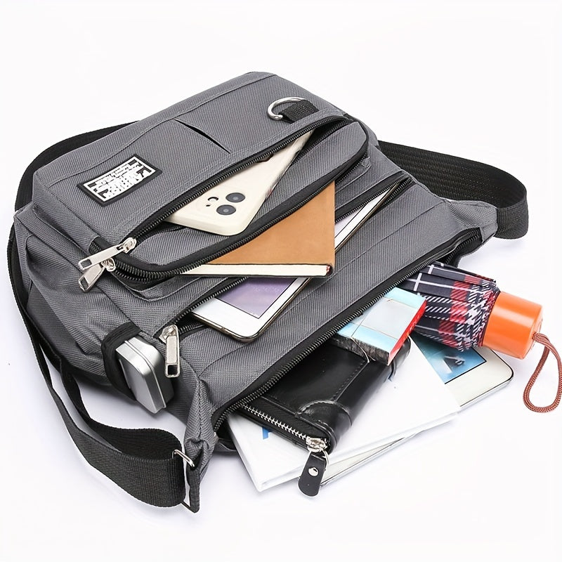 Multi-Pocket Crossbody Shoulder Bag, Casual Travel Office Messenger Bag, Durable, Multiple Compartments