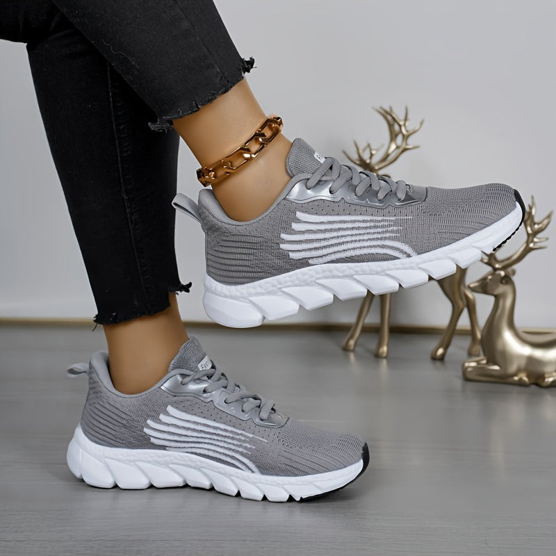 Women's Solid Color Casual Sneakers, Lace Up Comfy Breathable Soft Sole Shoes, Lightweight Low-top Running Shoes plus size