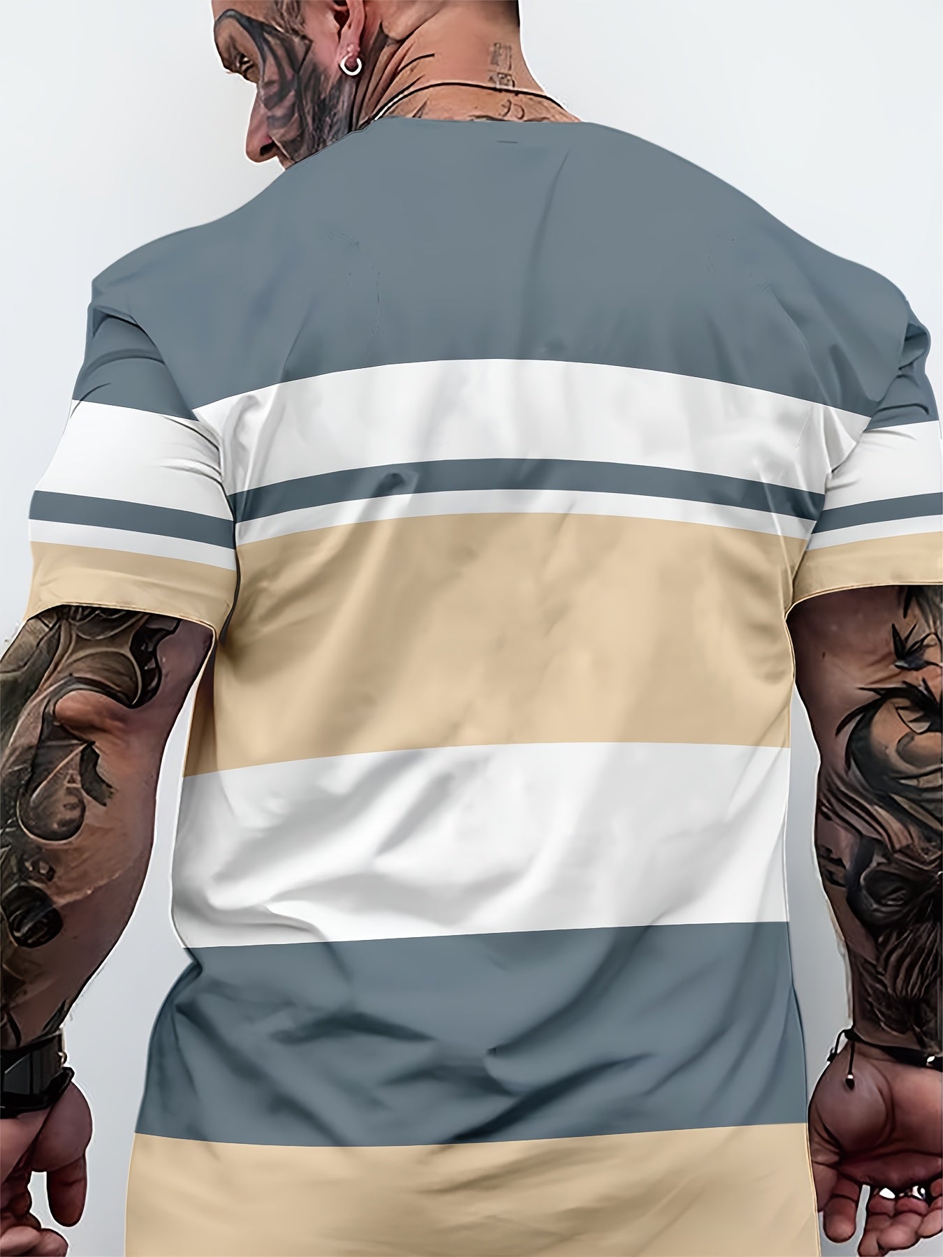 Men'S 3D Digital Print Short Sleeve T-Shirt - Breathable Round Neck, Non-See-Through, Lightweight Comfortable, Casual Style with Eagle Logo, Perfect for All Seasons, Versatile Clothing Stylish Graphic Tee Comfortable Fi