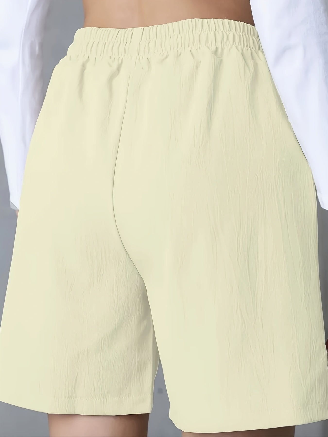Women'S Vacation Elegant Casual Solid Color Polyester Short Pants, Regular Contour, Non-Stretch, with Pocket, for Spring, Summer, Fall