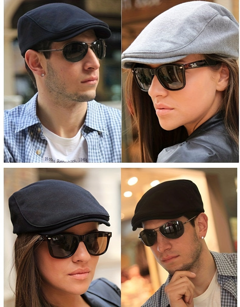 Retro, Men's Gatsby Newsboy Cap - Fashionable Polyester Flat Hat for Driving, Taxi & Hunting