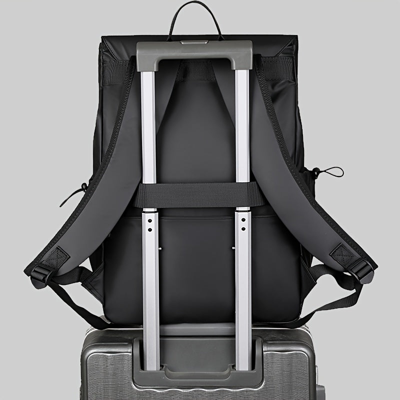 Preppy Style Casual Daypack Lightweight Polyester Backpack with Laptop Compartment, Trolley Sleeve, Adjustable Shoulder Straps, Sewing Thread Design – Ideal for College, Commuting, Travel