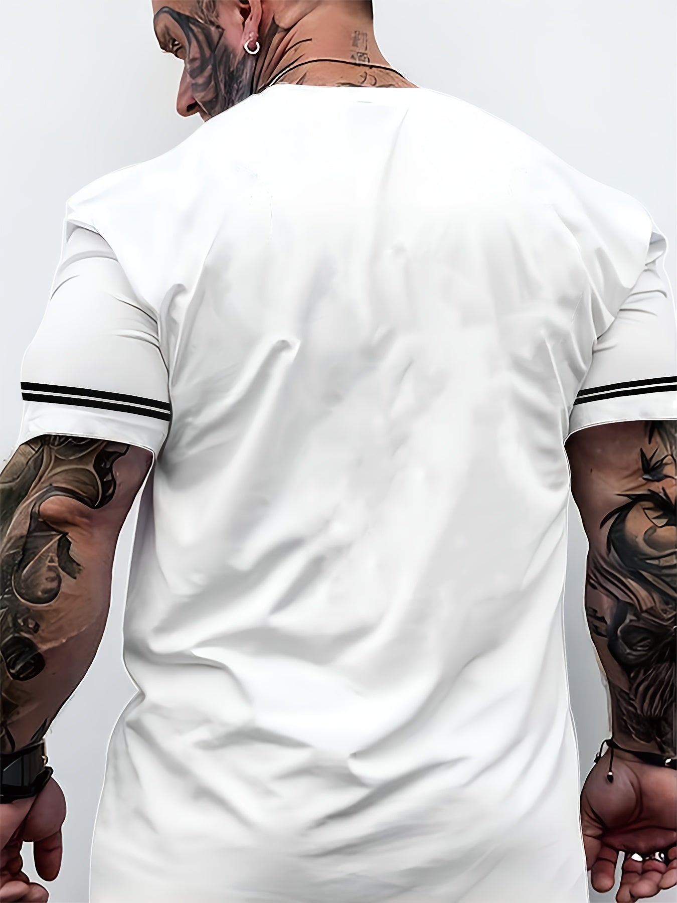 Men'S "Freedom" Graphic T-Shirt - Black Casual Crew Neck Tee with White Stripes, Breathable Polyester Blend, Regular Fit for Casual Attire, Everyday Tshirt Bold Print Tee Comfortable Fit, Knit