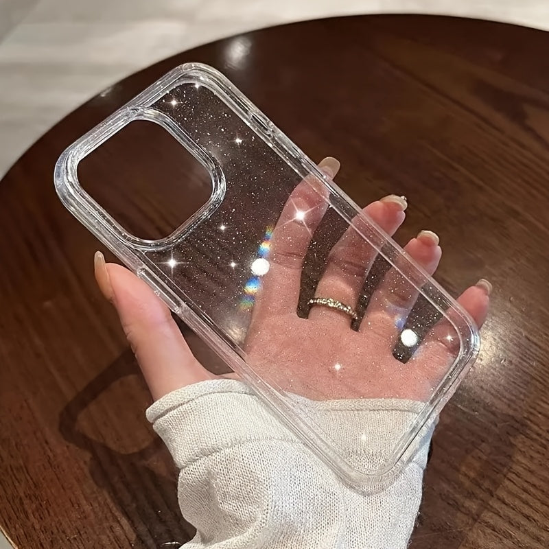 2025 թվականի նոր Luxury Bling Glitter մաքուր հեռախոսի պատյան iPhone 16 15 14 13 12 11 Pro Max X XR XS Plus հարվածակայուն թափանցիկ փափուկ ծածկույթի համար
