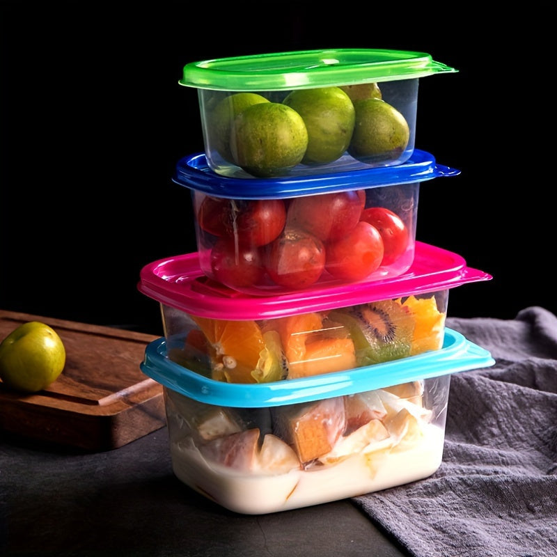 10pcs Clear Plastic Food Storage Containers with Blue Lids - Stackable, Reusable, Perfect for Kitchen Organization - Ideal for Grains, Meats, Fruits, Vegetables - Dishwasher & Microwave Safe