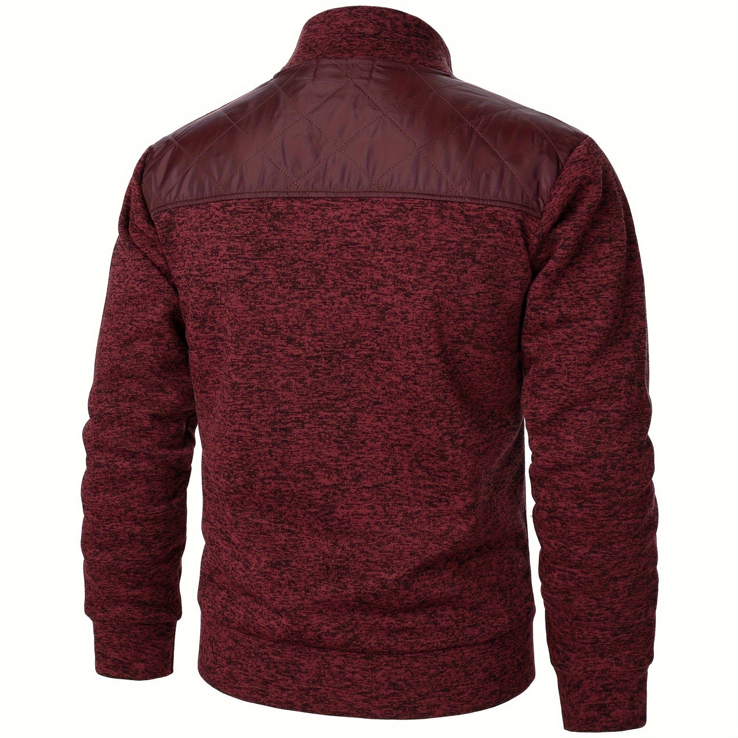 Men's Blocking Quilted Jacket For Spring And Autumn, Casual Stylish Outdoor Stand Collar Coat As Gift