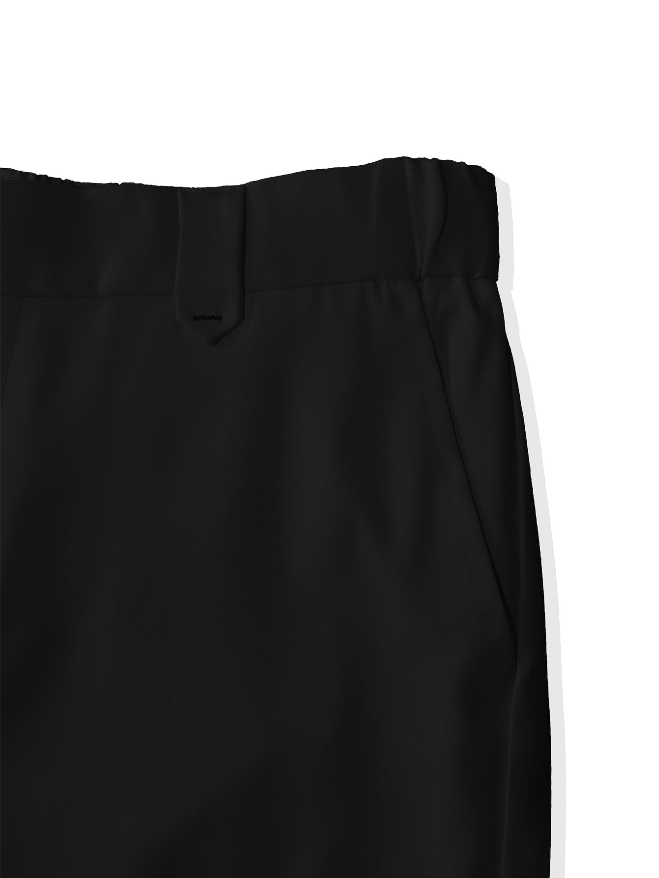 Men'S Regular Fit Black Dress Pants with Slant Pockets - Polyester, Zipper Fly, Mid Waist, Perfect for Formal or Casual Occasions
