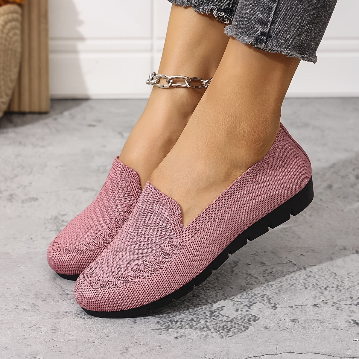 Lightweight Mesh Loafers for Women - Breathable And Easy to Wear, These Comfortable Flat Shoes in Purple Feature a Fabric Upper And Rubber Sole, Ideal for Any Season.