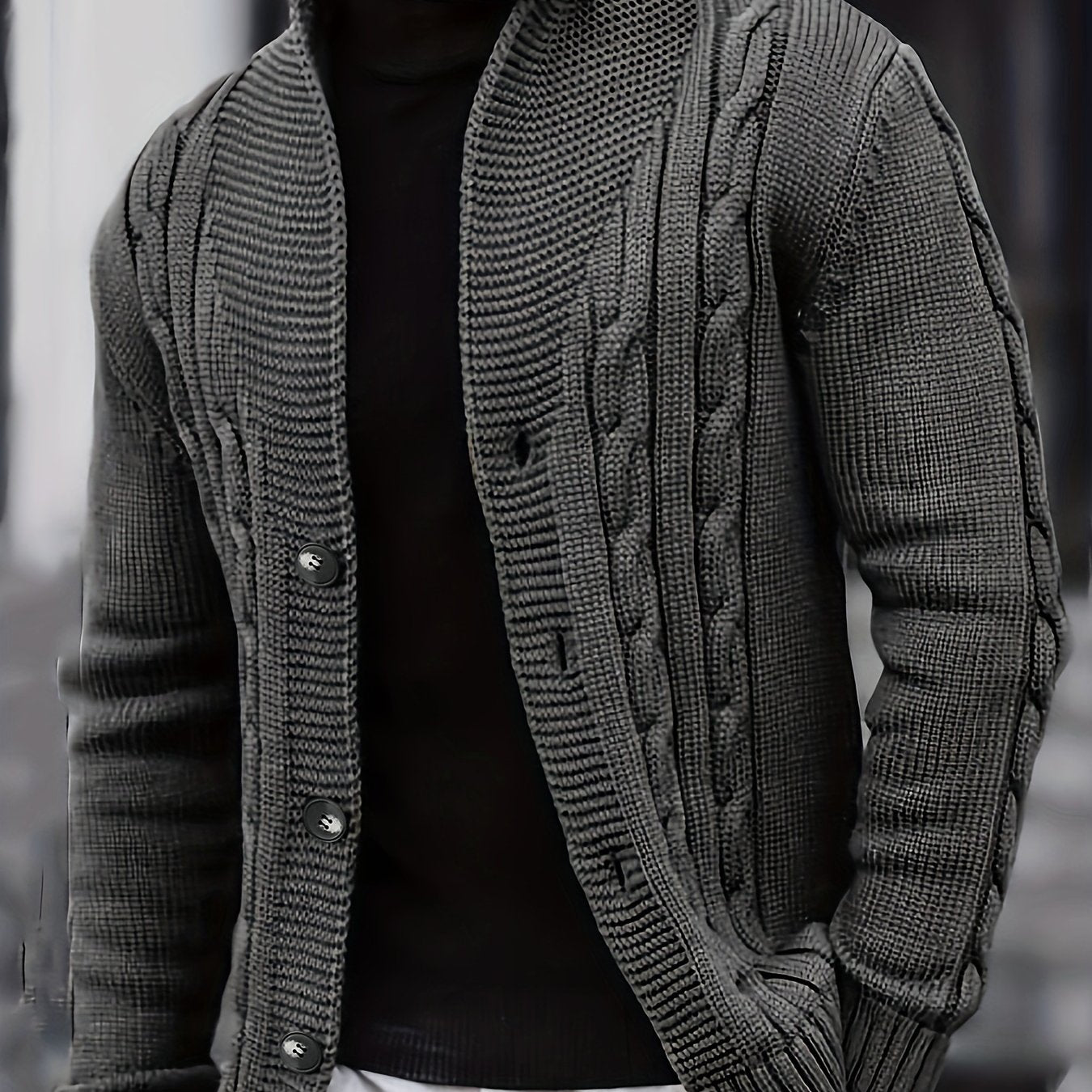 Men's Casual Knit Cardigan | Olive Green Acrylic Sweater | V-Neck with Button Closure | Textured Cable Knit Design | Machine Washable | Ideal for Autumn/Winter, Knit Sweater