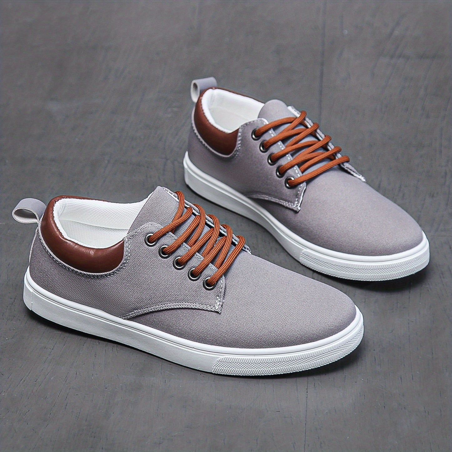 Men's Low Top Casual Canvas Skate Shoes, Breathable Lace-up Casual Flats For Outdoor Walking Driving, Men's Street Footwear