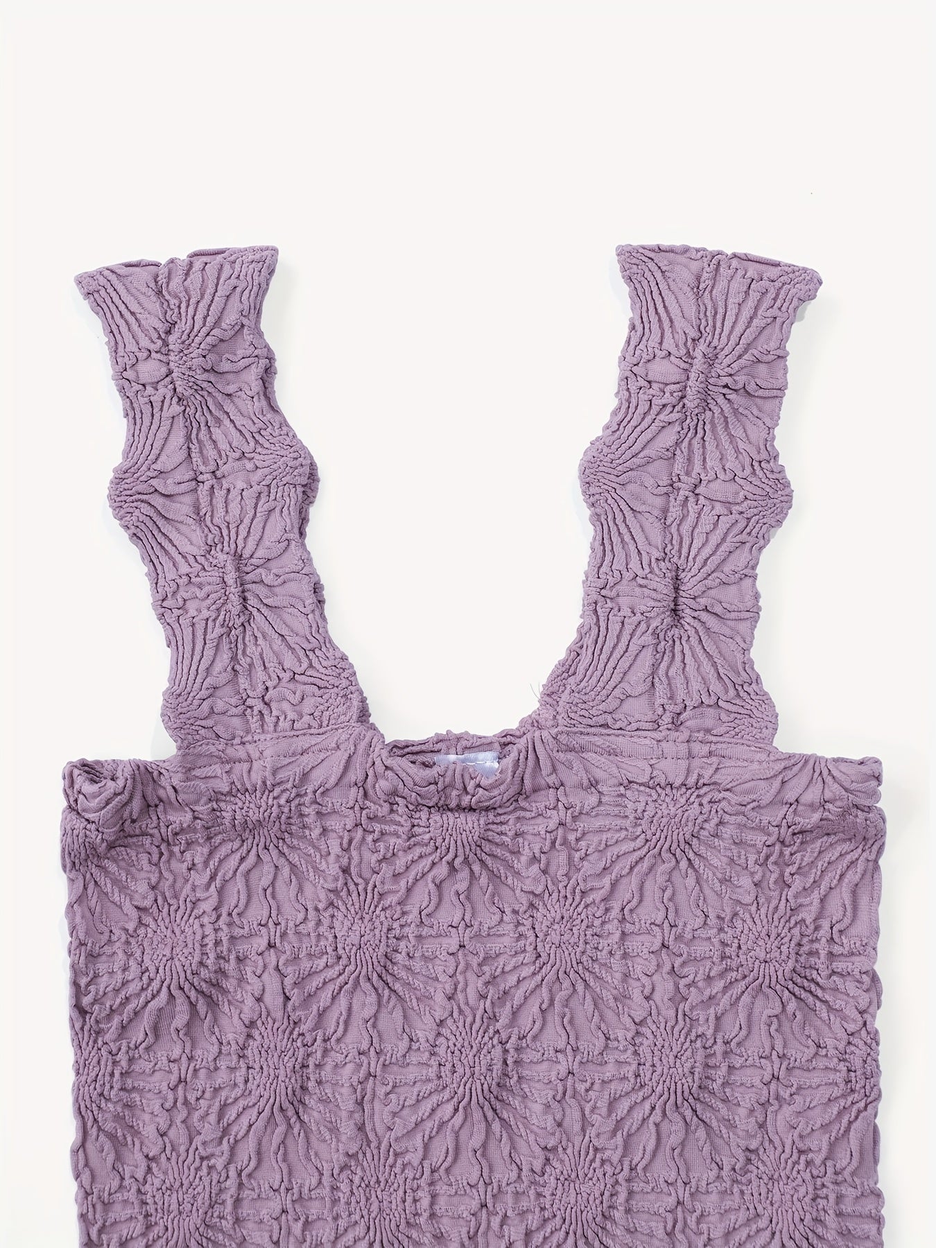 Women's Fashion Cami Tank Top With Jacquard Floral, Wide Shoulder Strap Square Neck Tank Top, Women's Activewear