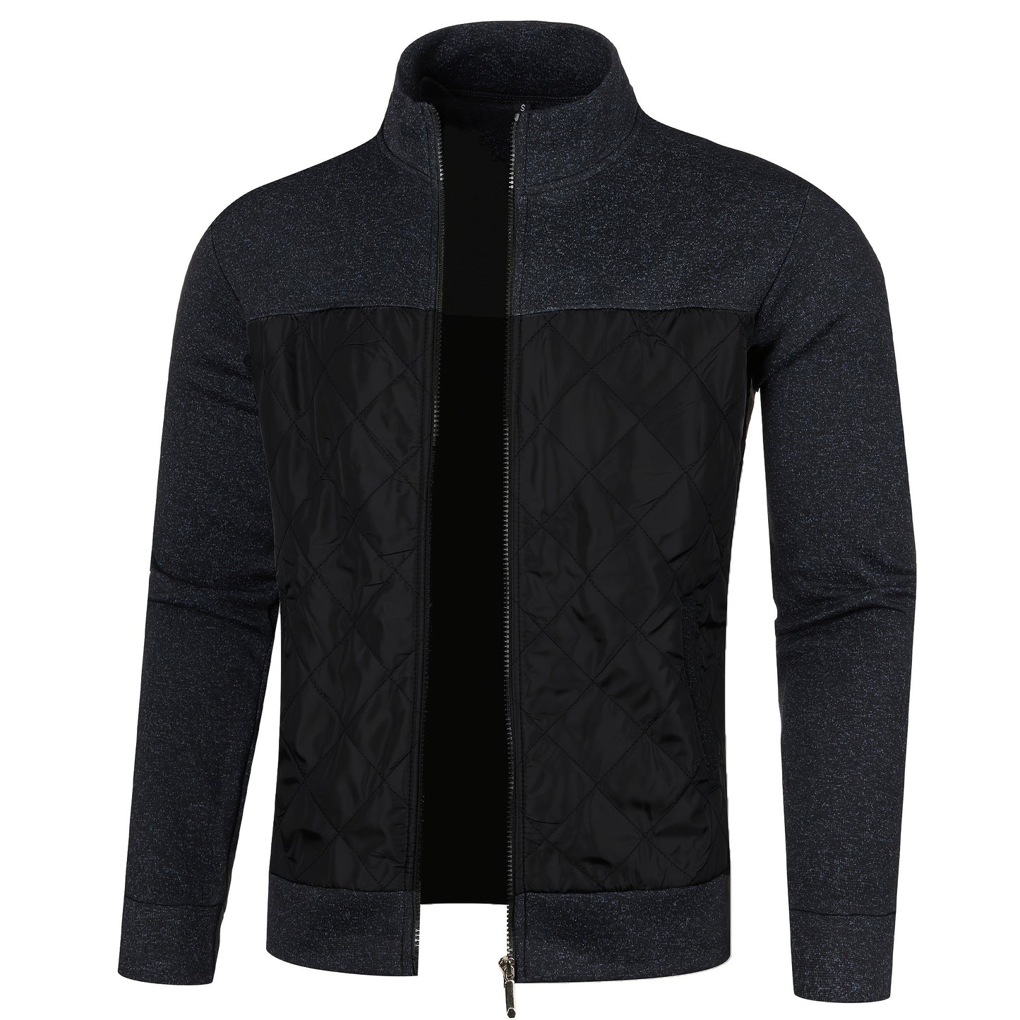 Men's Knitted Cardigan Jacket, Autumn Winter Casual Stand Collar Full Zip Coat, Long Sleeve Regular Fit Jacket