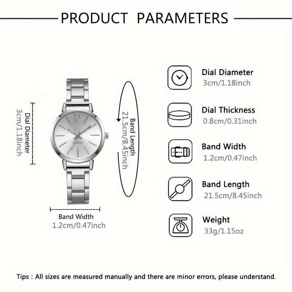 6pcs New Stylish And Simple Women'S Quartz Watch Set with Sparkling Rhinestone Accessories, Perfect for Weddings, Christmas, Thanksgiving, Valentine'S Day, Ramadan, Gifts for Girlfriends And Family, And The Best Choice for Bi