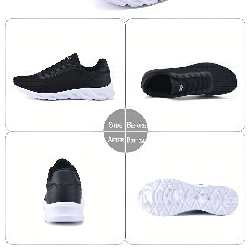 Breathable Mesh Sneakers in Navy Blue with Orange Accents, Comfortable Sole Running Shoes for Spring/Summer