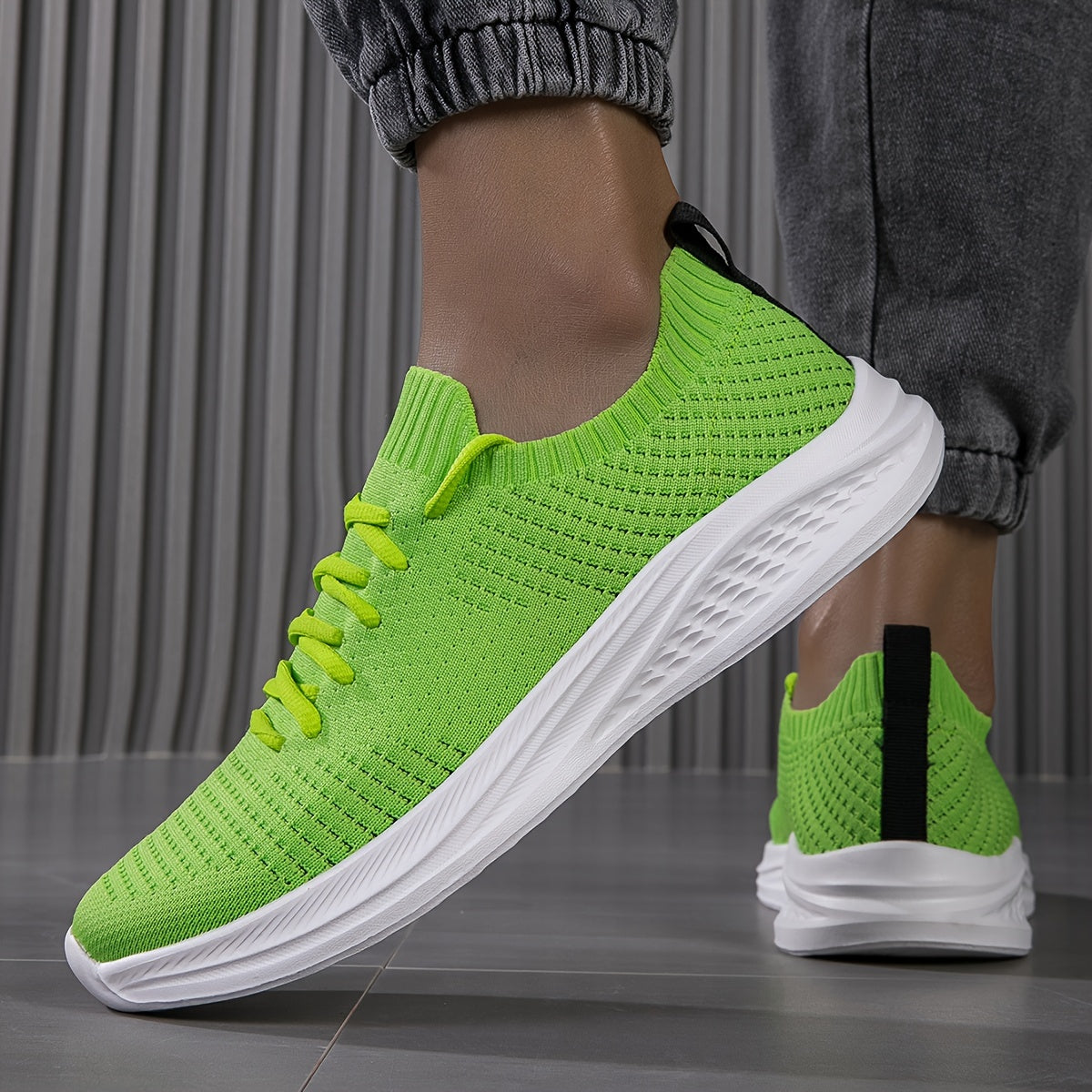 Men's Casual Running Shoes, Walking Tennis Sneakers, Lightweight Breathable Soft Sole Woven Work Shoes