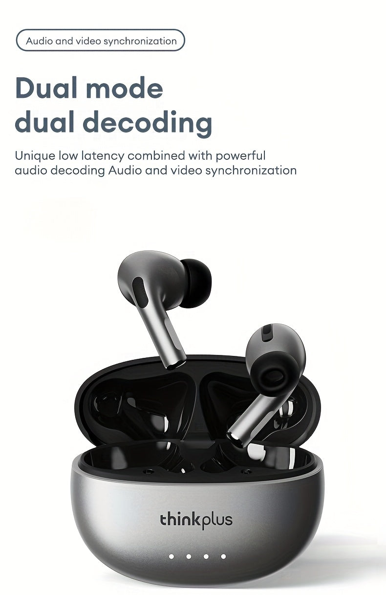 Lenovo ThinkPlus Hifi Panoramic Stereo Earbuds - Crystal Clear Sound, Ergonomic Design, Long Battery Life, Advanced Noise Cancellation, USB-C Fast Charging Case, Wireless Audio|Ergonomic Earbuds|Compact Design, Earbud Case