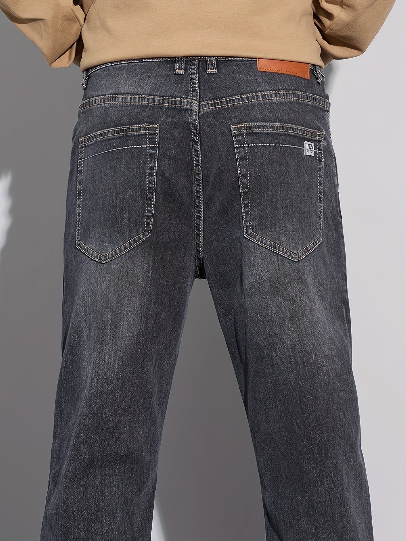 Denim Men's Jeans - Casual, Stretchable, Solid Pattern, Regular Length, Suitable for All Seasons, Water Washed, Regular Fit, Conventional Style, Made for Men