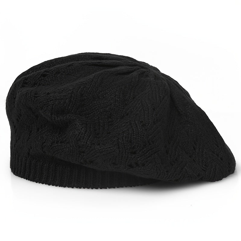 Hollow Out Breathable Beret Hats Casual Solid Color Painter Cap Elastic Berets For Women daily use