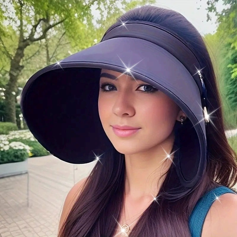 1pc Ice Sliky Fiber Fiber Sun Hat, Breathable Polyester Sun Hat with Large Brim, UV Protection, Woven Craftsmanship, Hand Wash Only
