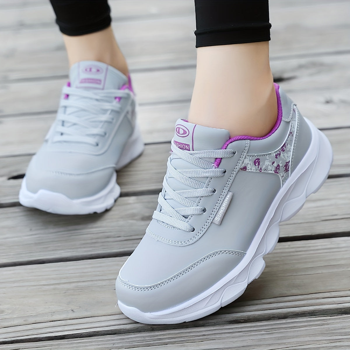 Women's Waterproof Casual Sneakers - Lightweight, Fashionable Lace-Up Running Shoes with Soft MD Sole, Breathable Mesh Lining, and Floral Pattern - Perfect for Work, School, and Casual Attire, Ladies Sneakers