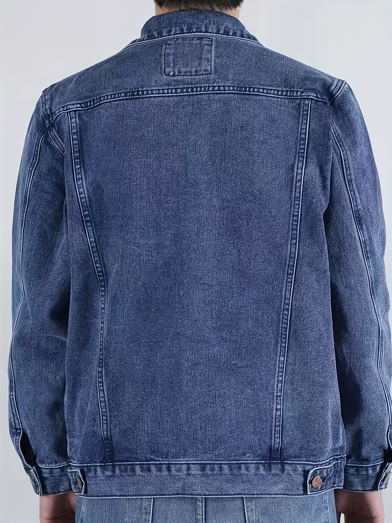 Men's Spring/Autumn Denim Jacket - Casual Chic Style, Black Blend with Red Accents, Button-Up with Flap Pockets, Long Sleeves, Ideal for Hiking & Casual Attire, Outdoor Apparel|Classic Denim Style|Durable Fabric