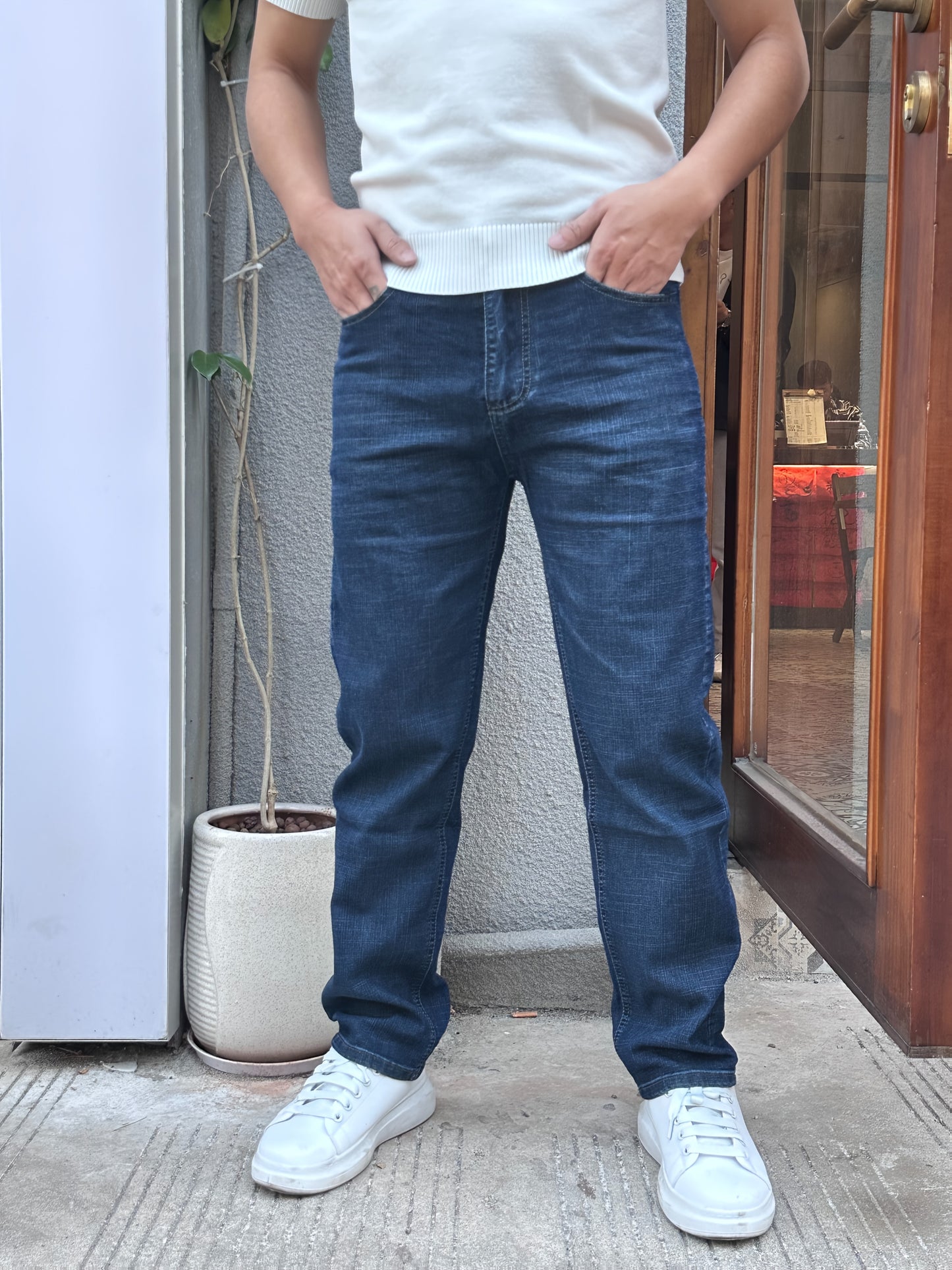 Men'S Casual Date And Work Business Stretch Slim-Fit Jeans.
