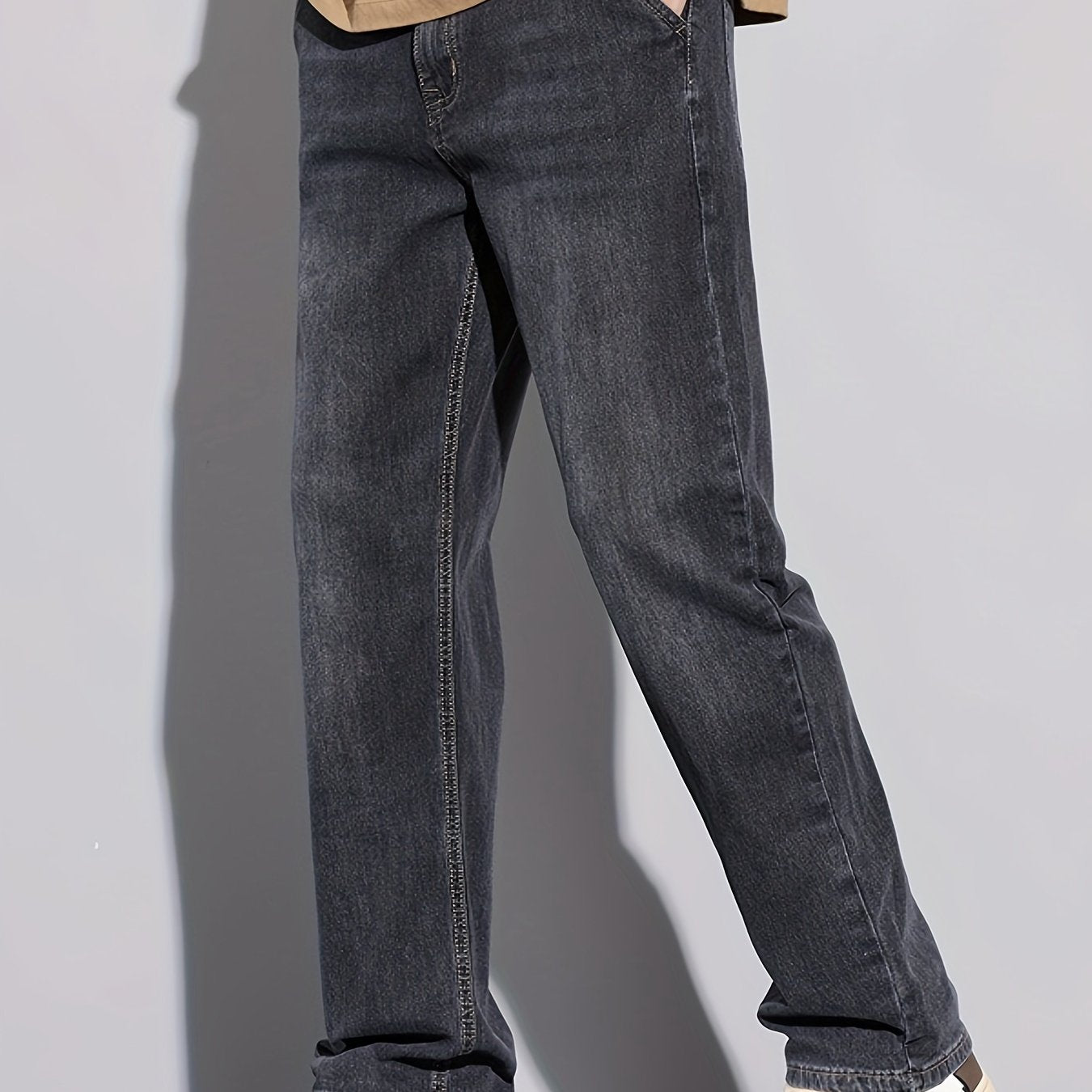 Denim Men's Jeans - Casual, Stretchable, Solid Pattern, Regular Length, Suitable for All Seasons, Water Washed, Regular Fit, Conventional Style, Made for Men