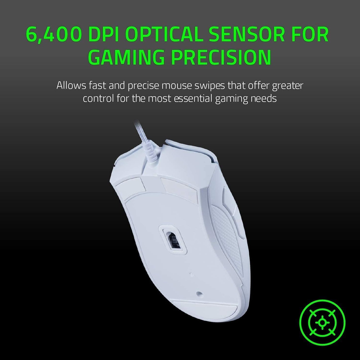 Razer Deathadder Essential (2021) - Wired Gaming Mouse (Optical Sensor, 6400 DPI, 5 Programmable Buttons, Ergonomic Form Factor) White