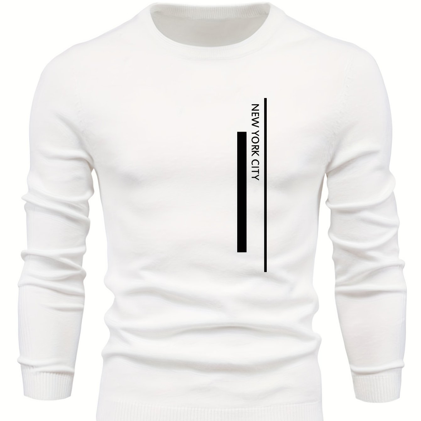 2023 New Cross-border Autumn and Winter Men's Round Neck Random Print Round Neck Knitted Sweater