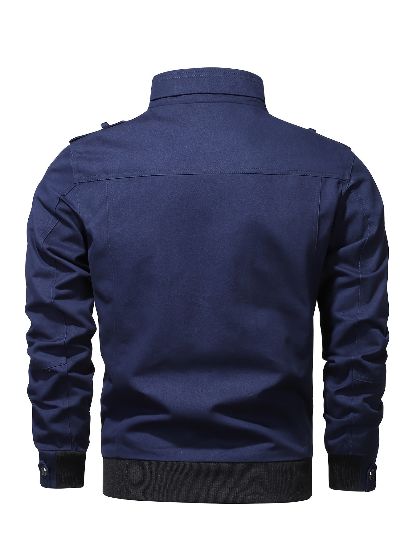 Men's Casual Bomber Jacket, Cotton Stand Collar Windbreaker Jacket With Pockets For Fall Winter