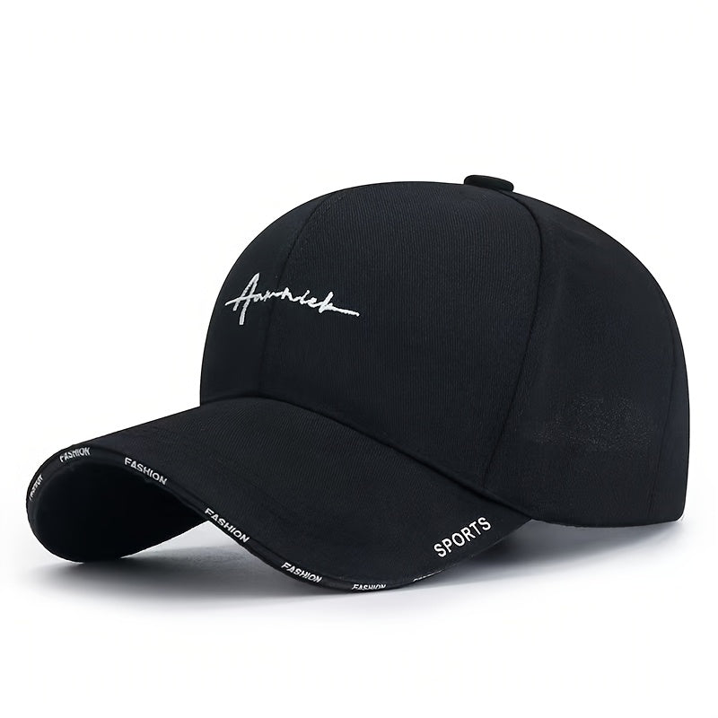 Men'S Casual Fashion Baseball Cap, 100% Polyester, Soft Breathable Mesh, Alphabet Pattern, with Hand Washable, for Sun Protection Running Sports Hat