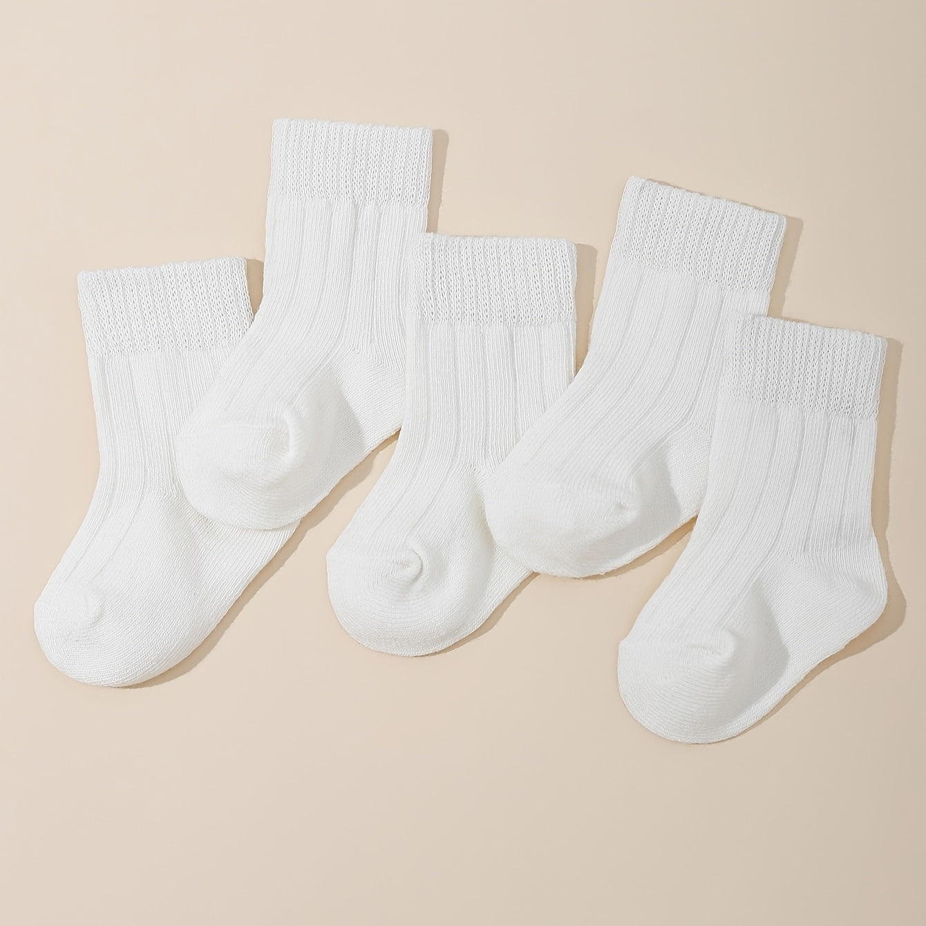 5-Pack Unisex Baby Toddler Mid-Calf Socks, Breathable Polyester Knit, Non-Slip, Hand Wash Only, All-Season Sports Socks