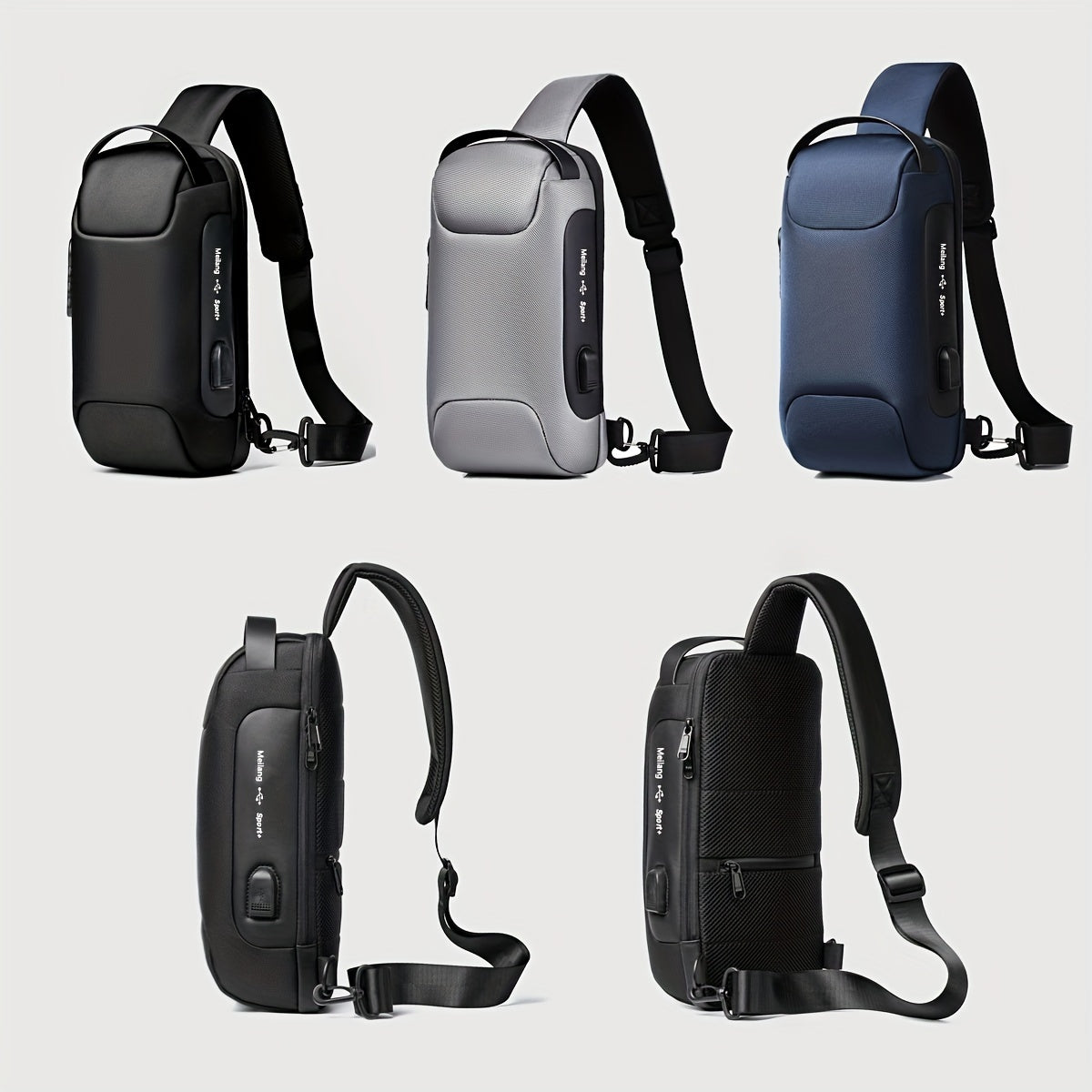 Oxford Fabric Waist Bag with USB Charging Combination Lock - Sleek Black Crossbody for Men Women, Ideal for Outdoor Activities Motorcycle Riding, Perfect Valentine's or Father's Gift, Motorcycle Bag