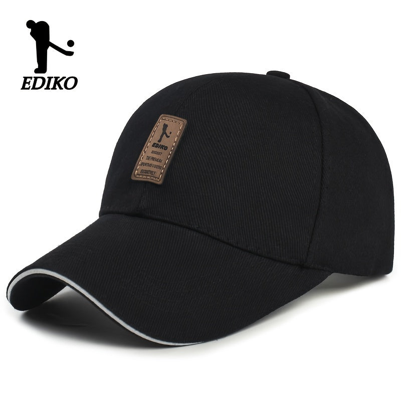 EDIKO Unisex Baseball Cap, 100%, Breathable Sun Protection Hat for Men & Women, Casual Outdoor Golf Cap, Woven, Hand Washable - Black