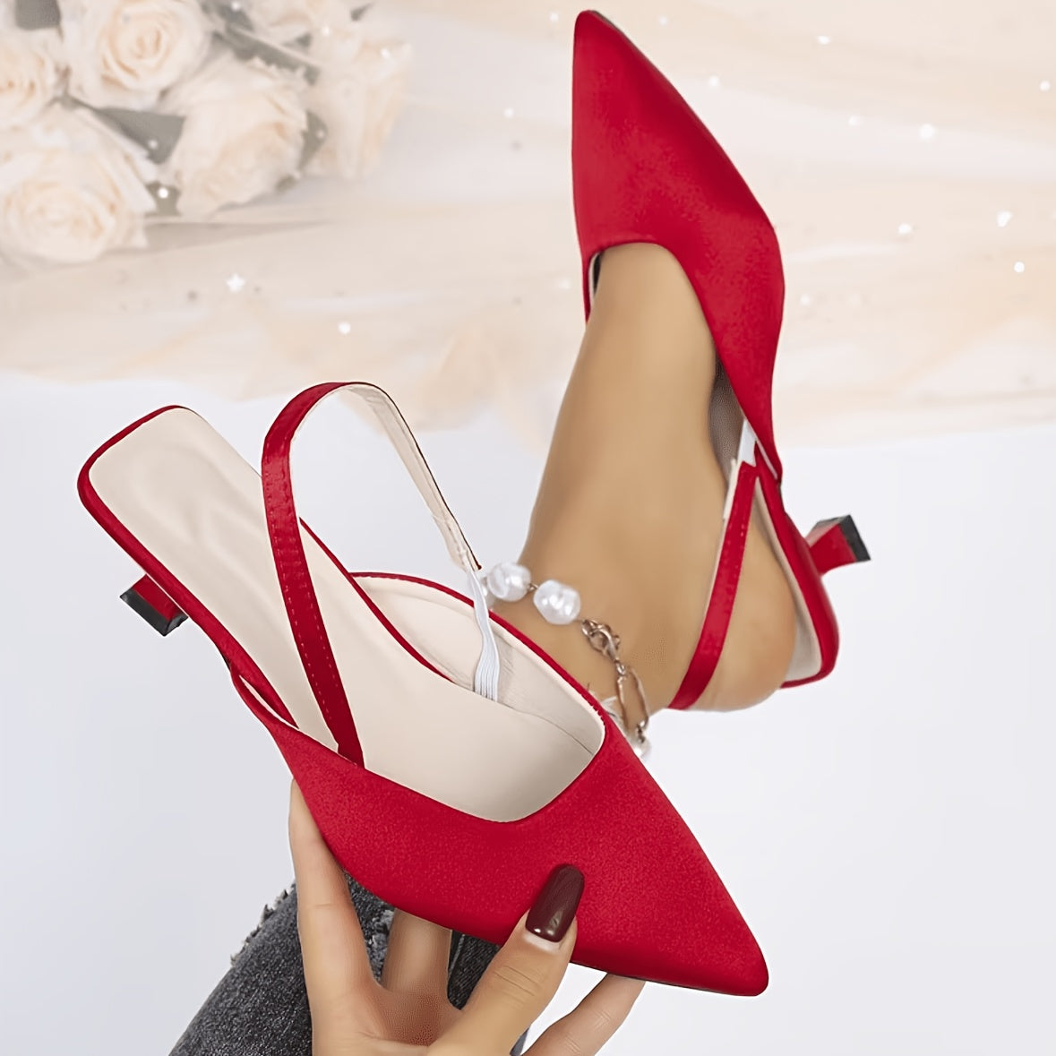 Women's Stylish Pointed Toe Kitten Heel All-Season Heels