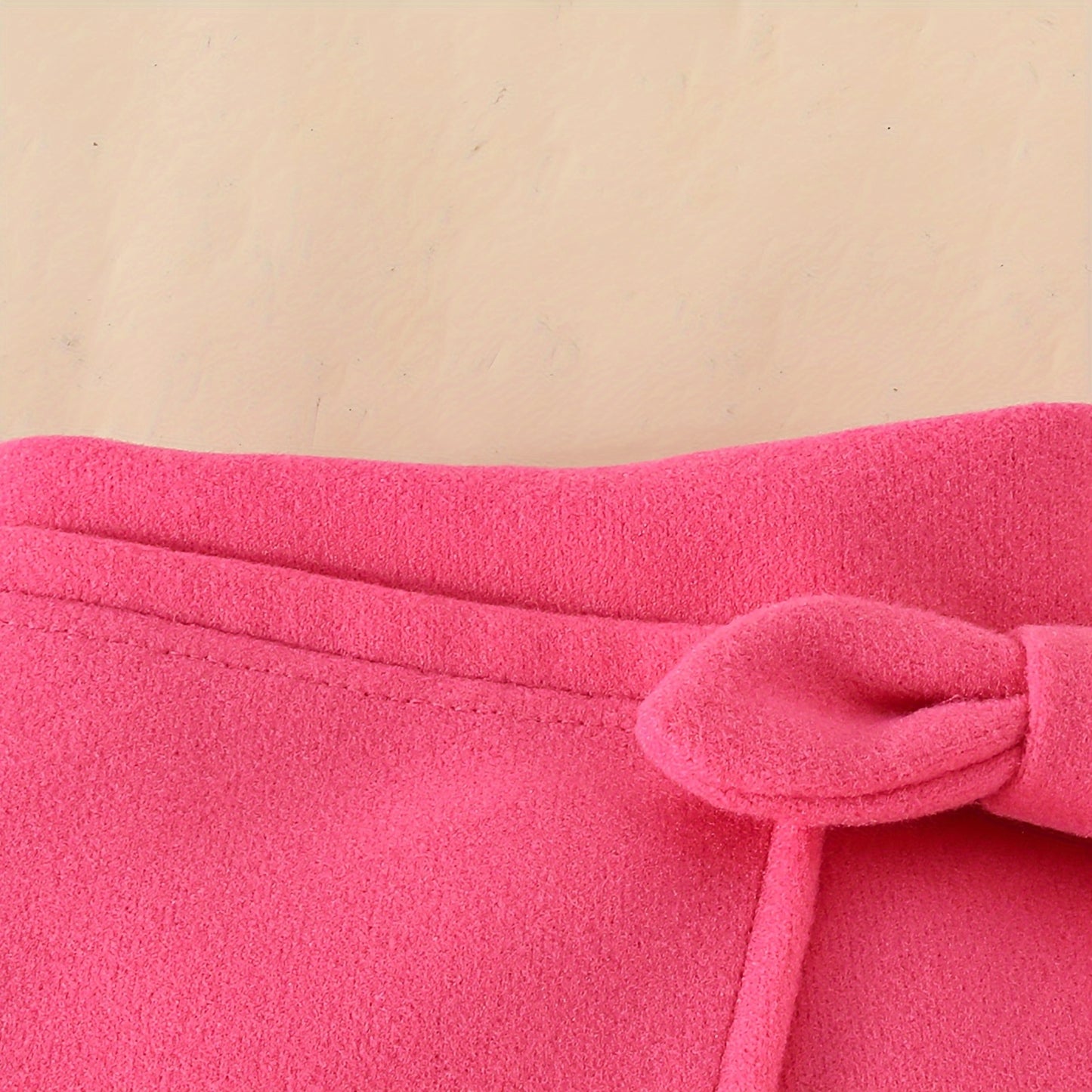 Honey Style Knitted Fabric Crew Neck Long Sleeve T-Shirt with Solid Color Flared Skirt and Beret Set for - Bow Detail Knee High Medium Stretch Fall/Winter Outfit