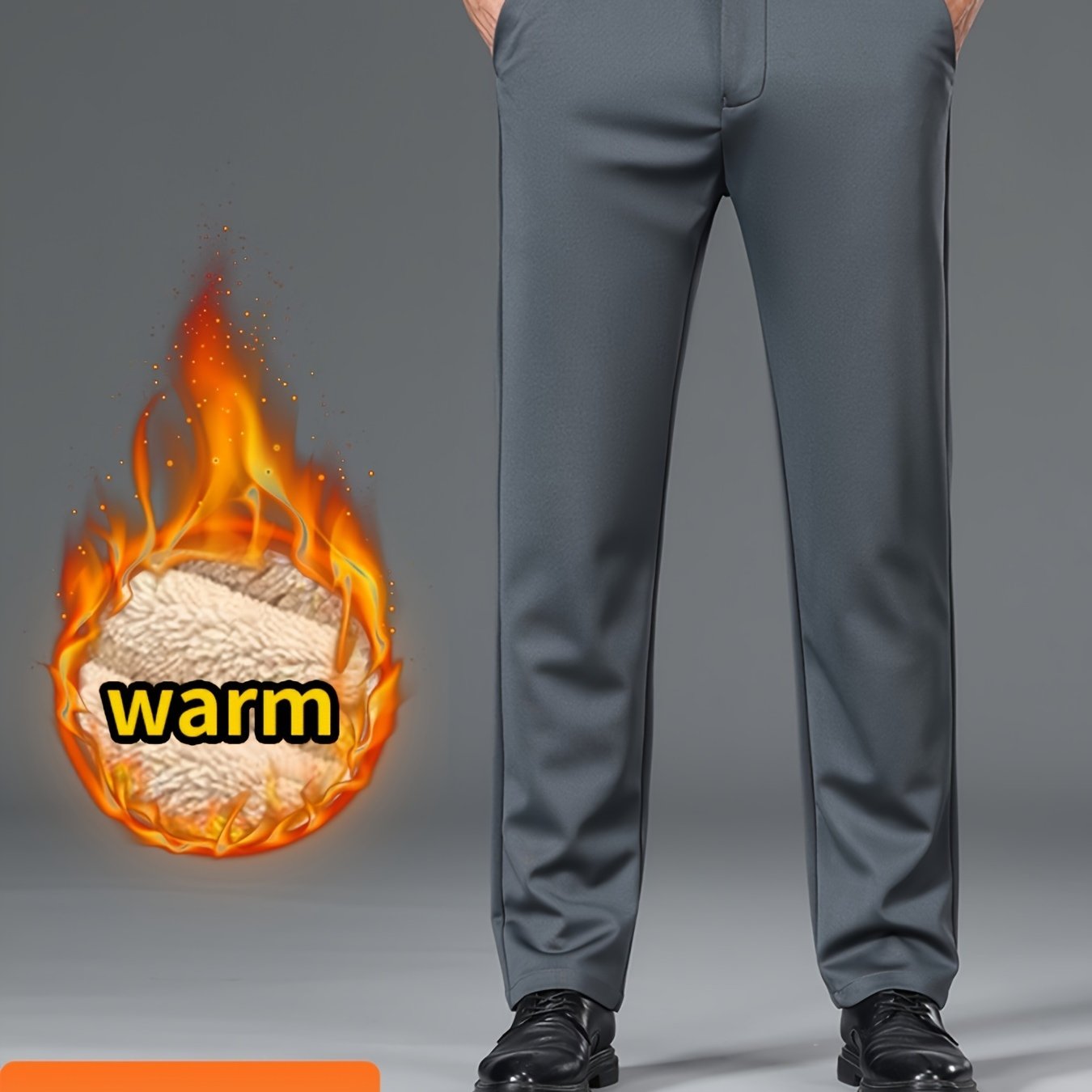 Men'S High Waist Solid Color Straight Leg Business Pants with Pocket Details, Polyester and Elastane Blend with Viscose Lining, Elastic Stretch, Zipper Fly Closure, Suitable for Fall/Winter Workwear