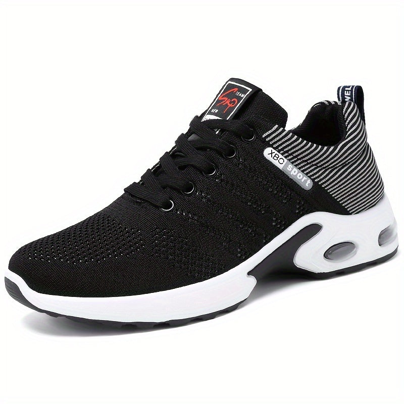 Men'S Breathable Mesh Air Cushion Sneakers - Durable Lace-Up Running Shoes with PVC Sole, Fabric Inner & Upper, for Outdoor Sports and Casual Wear, Low-Top Design, All-Season Comfort, Allseason Running Shoes|Modern Casual Sho